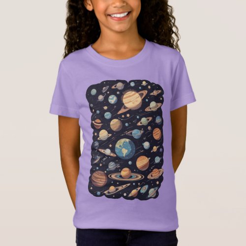 A Bueatufil Planets Science Space For Girls Teens T_Shirt