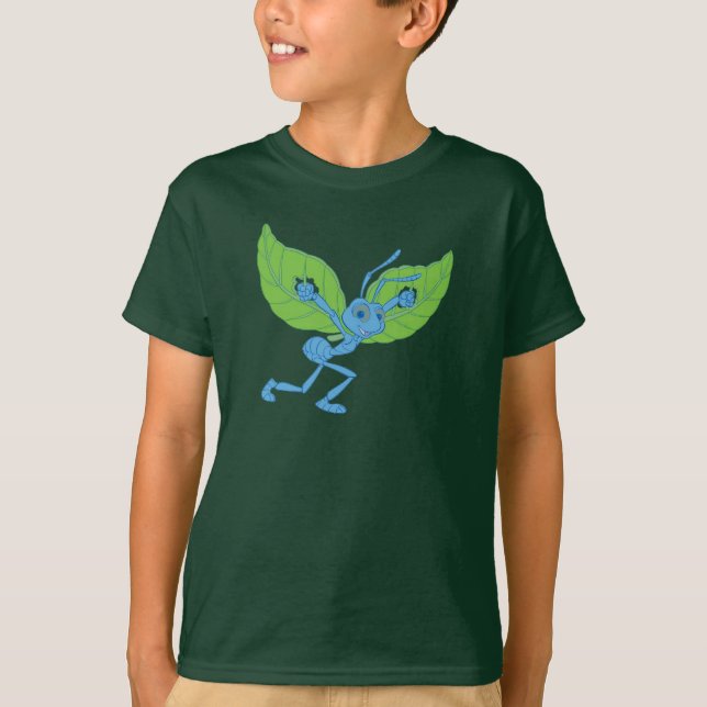 A Bug's Life Flik flying with leaves Disney T-Shirt (Front)