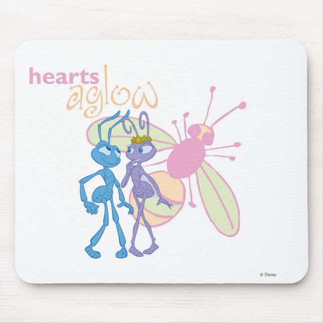A Bug's Life Princess Atta and Flik Hearts Aglow Mouse Pad (Front)