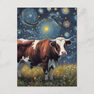 A Bull in The Starry Night Postcard