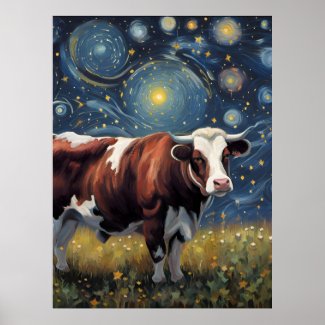 A Bull in The Starry Night