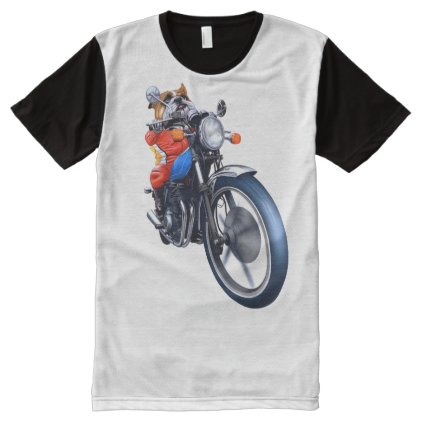 A BULLDOG RIDING BIKE All-Over-Print SHIRT