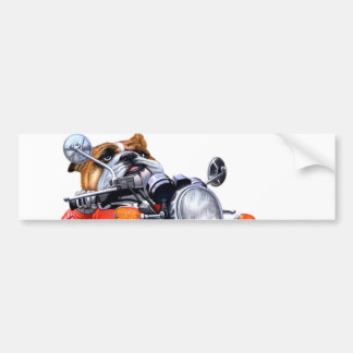 A BULLDOG RIDING BIKE BUMPER STICKER