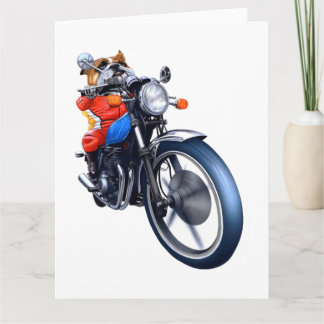 A BULLDOG RIDING BIKE CARD
