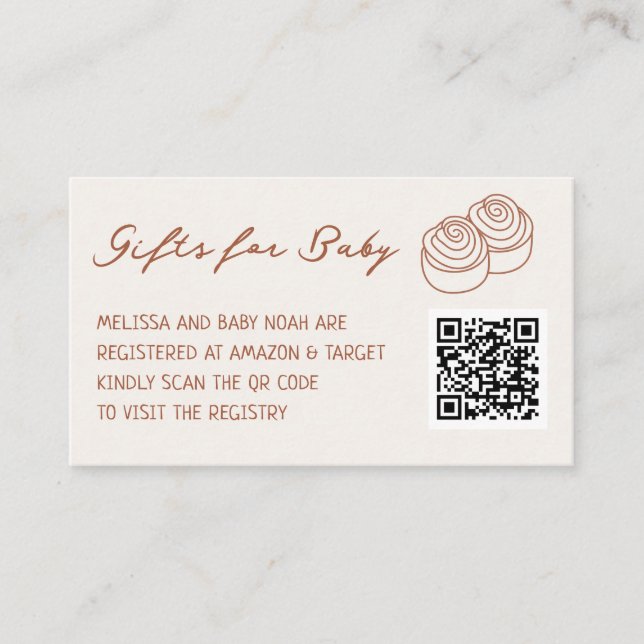 A Bun in the Oven Baby Shower Registry QR Code Enclosure Card (Front)