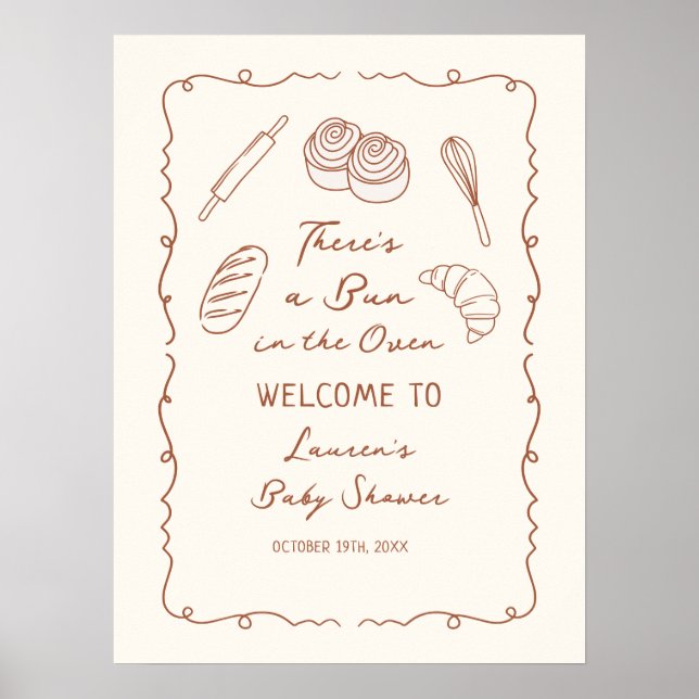 A Bun in the Oven Bakery Baby Shower Welcome Poster (Front)