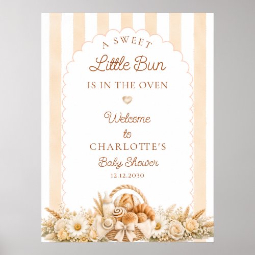 A Bun in the Oven Bakery Baby Shower Welcome Poster