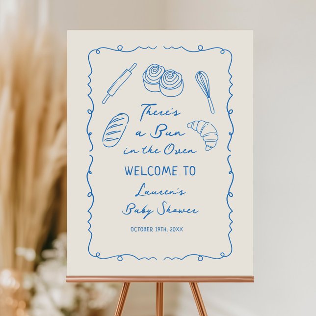 A Bun in the Oven Baking Boy Baby Shower Welcome Foam Board (Creator Uploaded)