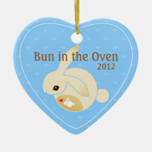 a BUN in the oven (blue) Ceramic Ornament