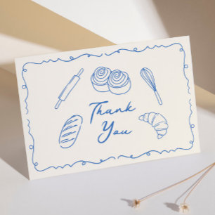 A Bun in the Oven Boy Baby Shower Folded Thank You Card