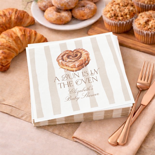 A Bun in the Oven Cinnamon Roll Theme Baby Shower Napkins (A Bun in the Oven Cinnamon Roll Theme Baby Shower Napkins)