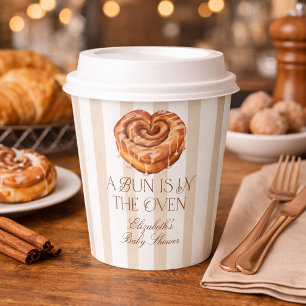 A Bun in the Oven Cinnamon Roll Theme Baby Shower Paper Cups
