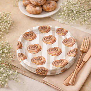A Bun in the Oven Cinnamon Roll Theme Baby Shower Paper Plates