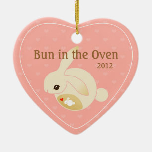 a BUN in the oven (pink) Ceramic Ornament