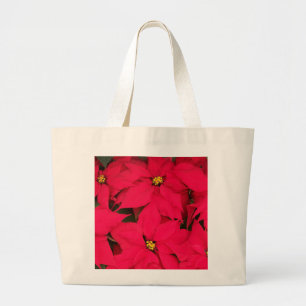 A bunch of Brightly Colored Christmas Poinsettias Large Tote Bag