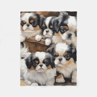 A bunch of Chin Love Fleece Blanket