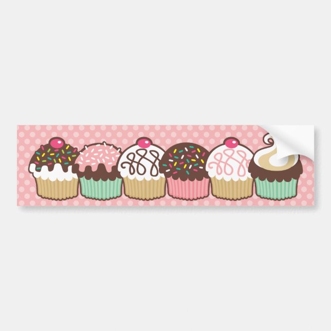 A Bunch of Cupcakes Bumper Sticker Decal (Front)