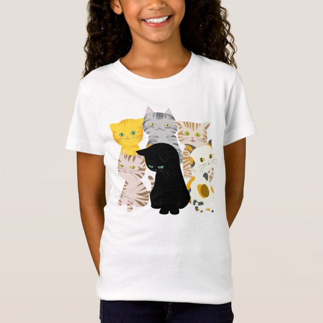 A Bunch of Funny Cats Babydoll Girl's T Shirts (Front)