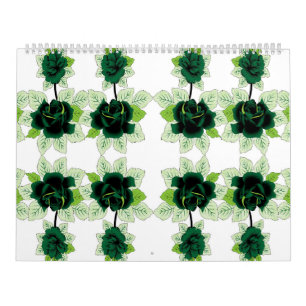 a bunch of green flowers on a white background calendar