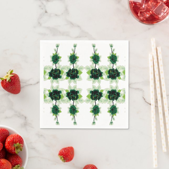 a bunch of green flowers on a white background napkins (Insitu)