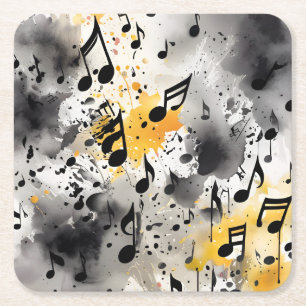 A bunch of musical notes square paper coaster