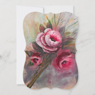a Bunch of Pink Roses Painting done in Acrylic Save The Date