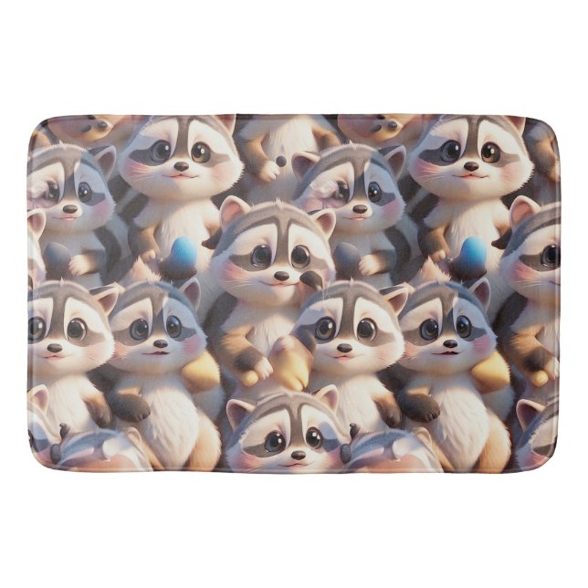 A bunch of raccoons bath mat (Front)