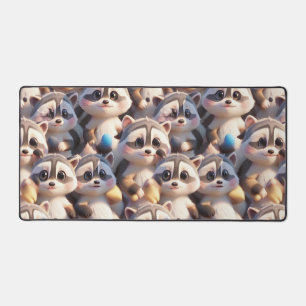 A bunch of raccoons desk mat