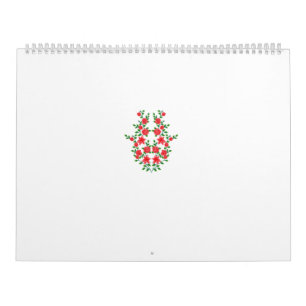 a bunch of red flowers on a white background calendar