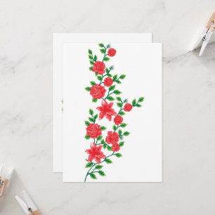 a bunch of red flowers on a white background invitation