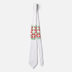 a bunch of red flowers on a white background neck tie