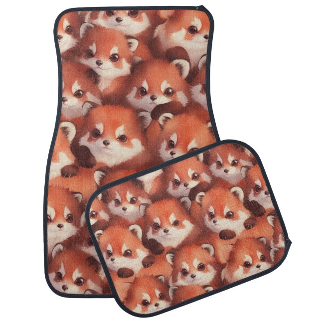 A bunch of red pandas car floor mat (Set)