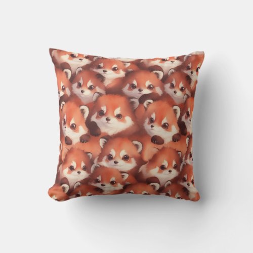 A bunch of red pandas throw pillow
