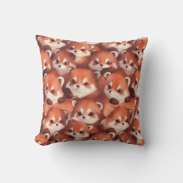 A bunch of red pandas throw pillow (Front)