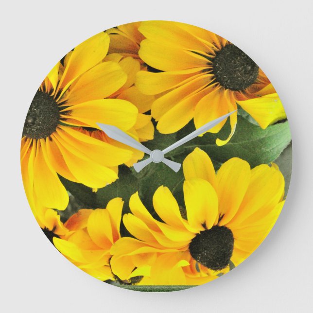 A Bundle of Yellow Coneflowers Large Clock (Front)