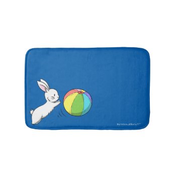 A Bunny And A Ball Bathroom Mat by bunnieswithstuff at Zazzle