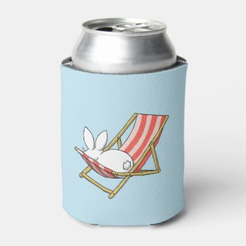 A Bunny And A Deckchair Can Cooler by bunnieswithstuff at Zazzle