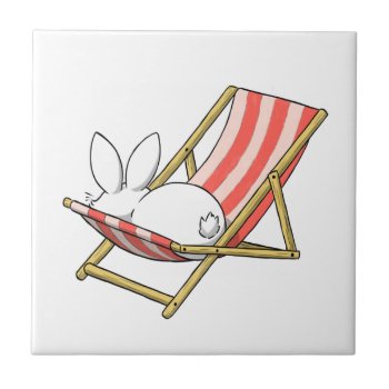 A Bunny And A Deckchair Ceramic Tile by bunnieswithstuff at Zazzle