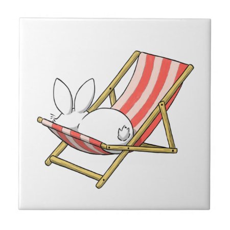 A Bunny And A Deckchair Ceramic Tile