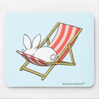 A Bunny And A Deckchair Mouse Pad by bunnieswithstuff at Zazzle