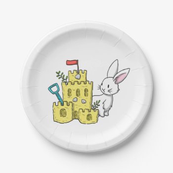 A Bunny And A Sandcastle Paper Plates by bunnieswithstuff at Zazzle