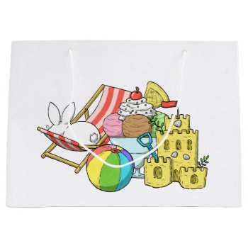 A Bunny At The Beach Large Gift Bag by bunnieswithstuff at Zazzle