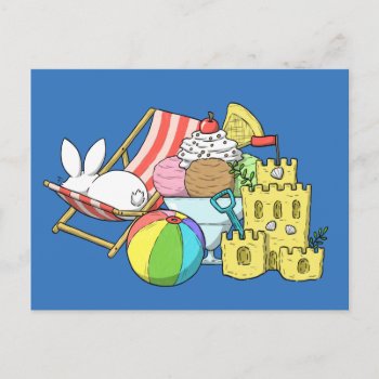 A Bunny At The Beach Postcard by bunnieswithstuff at Zazzle