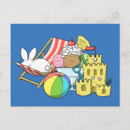 A Bunny At The Beach Postcard