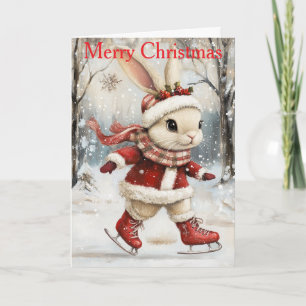 A Bunny Ice Skating Holiday Card