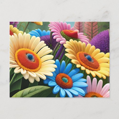 A Burst of Color  Joy _ Multicolored Wildflowers Postcard
