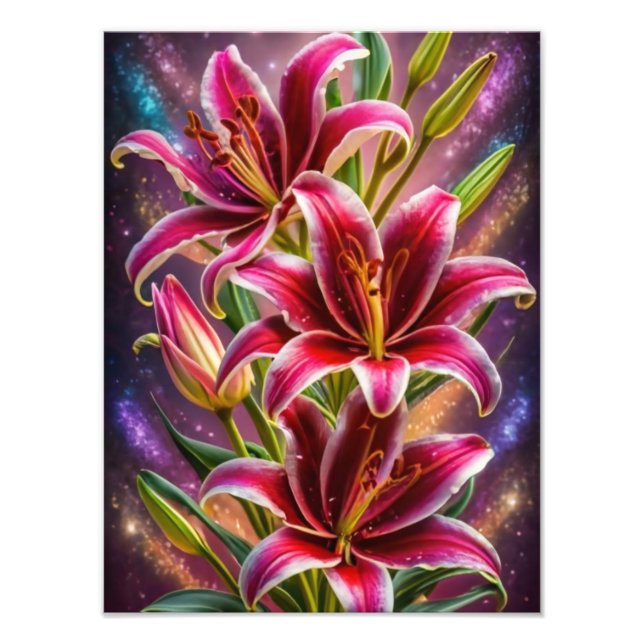 A Burst of Pink: Stargazer Lilies in Vibrant Bloom Photo Print (Front)