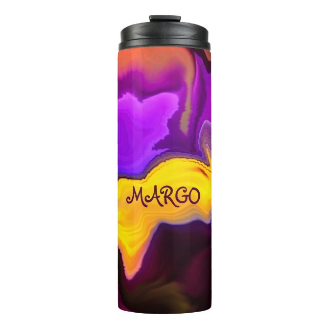 A Burst Of Purple and Yellow Thermal Tumbler (Front)