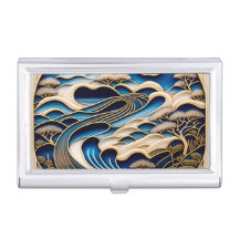 A business card container with a kimono pattern th