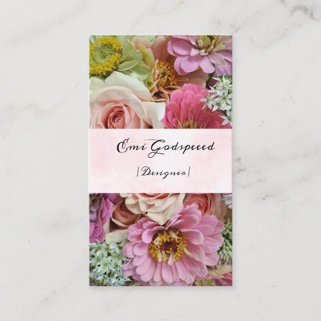 a business card with many flowers (Front)